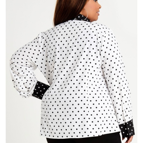 Ashley Stewart Dot Colorblock Long Sleeve Button Up Blouse Size 22/24 Worn Once! - Picture 8 of 8